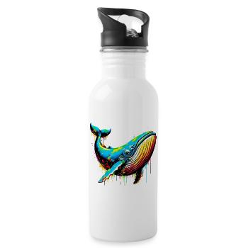 Wal - Trinkflasche mit integriertem Trinkhalm - Weiß - Rechts