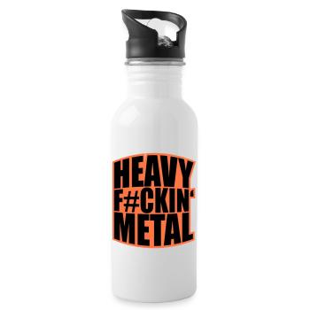 Heavy F#ckin' Metal Hard Rock Musik Text Spruch - Water bottle with straw - white - Right