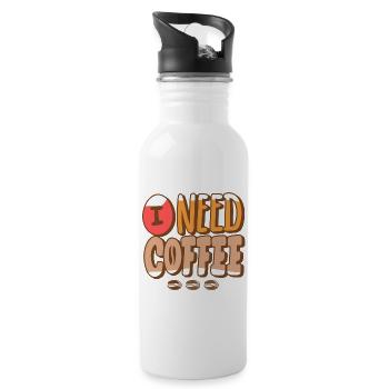 coffee, coffee fan, coffee bean - Water bottle with straw - white - Right