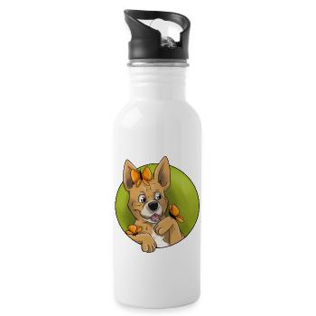 DogButterfly - Trinkflasche mit integriertem Trinkhalm - Weiß - Rechts