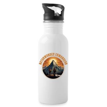 Natur erwandern - Trinkflasche mit integriertem Trinkhalm - Weiß - Rechts