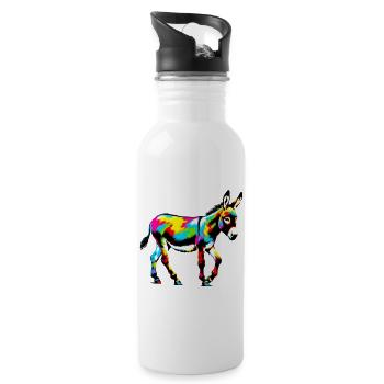 Esel-Maultier - Trinkflasche mit integriertem Trinkhalm - Weiß - Rechts