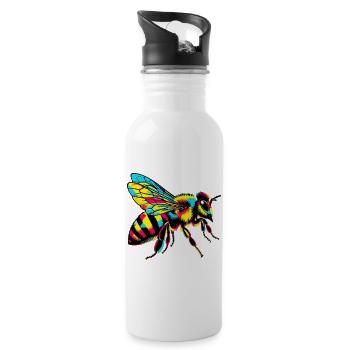 Biene - Trinkflasche mit integriertem Trinkhalm - Weiß - Rechts