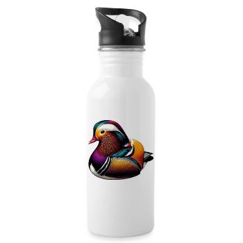 Mandarin duck - Water bottle with straw - white - Right