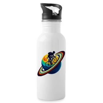 Cyclist on Saturn - Water bottle with straw - white - Right