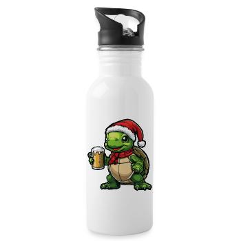 Turtle Christmas Beer - Water bottle with straw - white - Right