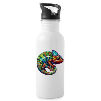 Chamäleon - Trinkflasche mit integriertem Trinkhalm - Weiß - Rechts
