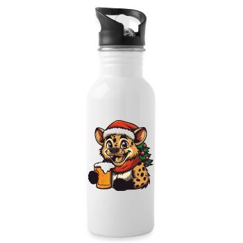 Hyäne Weihnachten Bier - Trinkflasche mit integriertem Trinkhalm - Weiß - Rechts