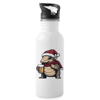 Gürteltier Weihnachten Bier - Trinkflasche mit integriertem Trinkhalm - Weiß - Rechts