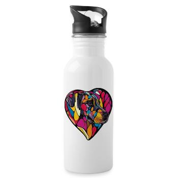 Great Dane Dog Heart Dog Love - Water bottle with straw - white - Right