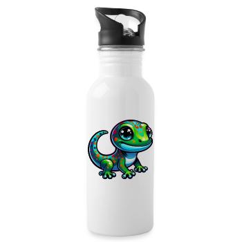 Gecko - Trinkflasche mit integriertem Trinkhalm - Weiß - Rechts