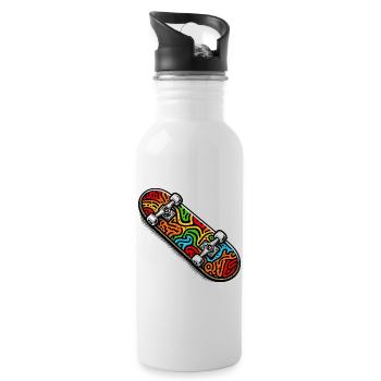 Skateboard - Trinkflasche mit integriertem Trinkhalm - Weiß - Rechts