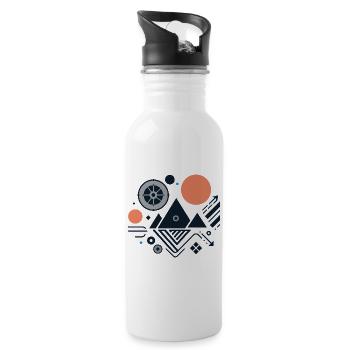 Gebirge - Trinkflasche mit integriertem Trinkhalm - Weiß - Rechts