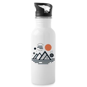 Montagnes - Gourde avec paille intégrée - blanc - Droite