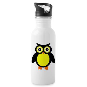 Eule - Trinkflasche mit integriertem Trinkhalm - Weiß - Rechts