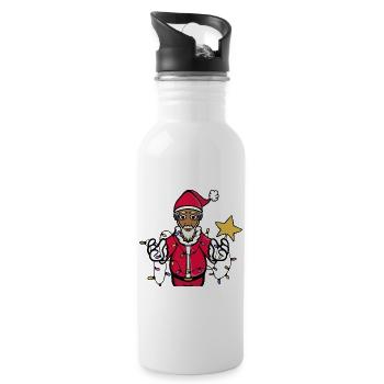 Ein strahlender Weihnachtsmann - Trinkflasche mit integriertem Trinkhalm - Weiß - Rechts
