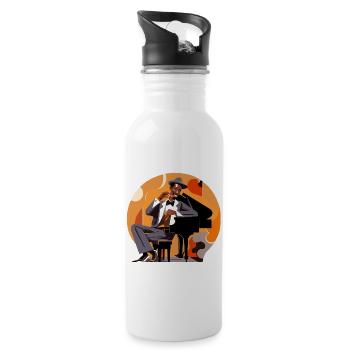 Meister des Klaviers - Trinkflasche mit integriertem Trinkhalm - Weiß - Rechts