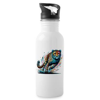 Cheetah - Water bottle with straw - white - Right