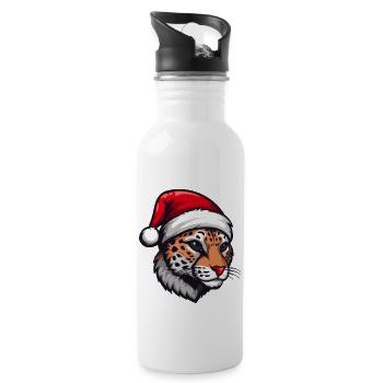 Portrait de Noël Tête de Guépard - Gourde avec paille intégrée - blanc - Droite
