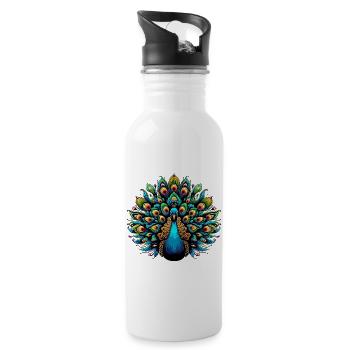 Peacock - Water bottle with straw - white - Right