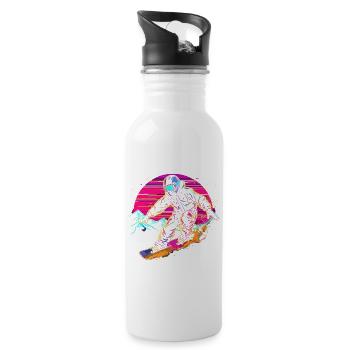 Snowboarder Vaporwave - Water bottle with straw - white - Right