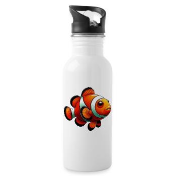 Clownfisch - Trinkflasche mit integriertem Trinkhalm - Weiß - Rechts