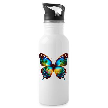 Butterfly - Water bottle with straw - white - Right