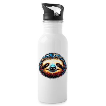 Faultier - Trinkflasche mit integriertem Trinkhalm - Weiß - Rechts