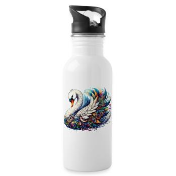 Schwan - Trinkflasche mit integriertem Trinkhalm - Weiß - Rechts