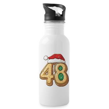 48 Number Christmas Cookie - Water bottle with straw - white - Right
