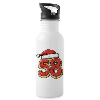 58 Number Christmas Cookie - Water bottle with straw - white - Right