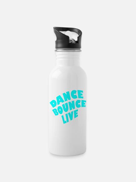 dance bounce live - Trinkflasche mit integriertem Trinkhalm - Weiß
