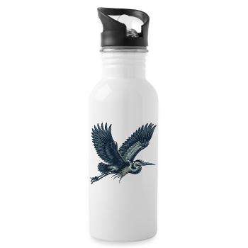 Reiher - Trinkflasche mit integriertem Trinkhalm - Weiß - Rechts