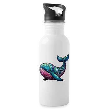 Wal - Trinkflasche mit integriertem Trinkhalm - Weiß - Rechts