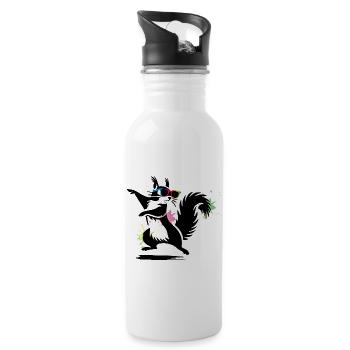 Stylish Squirrel with Sunglasses Stencil - Water bottle with straw - white - Right