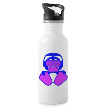 Party DJ Pinguin Baby Kopfhörer Sonnenbrille Sitzt - Trinkflasche mit integriertem Trinkhalm - Weiß - Rechts