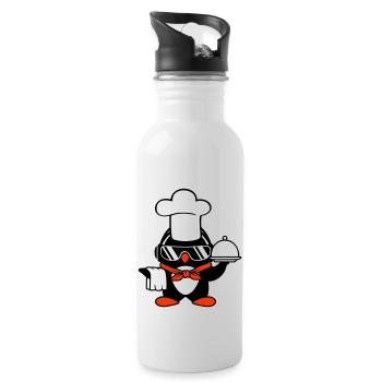 Penguin Chef Chef Chef Hat Cooking Sunglasses - Water bottle with straw - white - Right