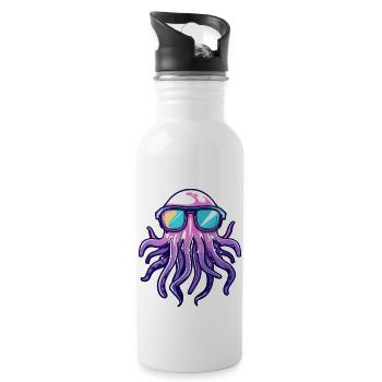 Qualle Comic Cool - Trinkflasche mit integriertem Trinkhalm - Weiß - Rechts