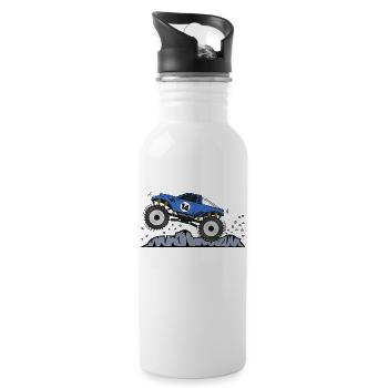 Monster Truck Anniversaire 14 Bleu - Gourde avec paille intégrée - blanc - Droite
