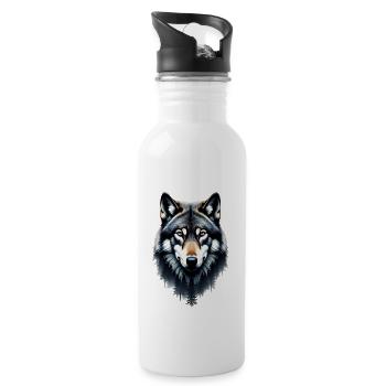 Alpha Wolf Tier Natur schön Wald Design - Trinkflasche mit integriertem Trinkhalm - Weiß - Rechts