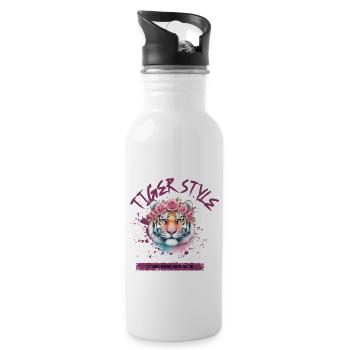 Tiger style - Trinkflasche mit integriertem Trinkhalm - Weiß - Rechts