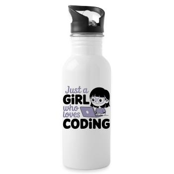 Just a Girl Who Loves Coding - Water bottle with straw - white - Right