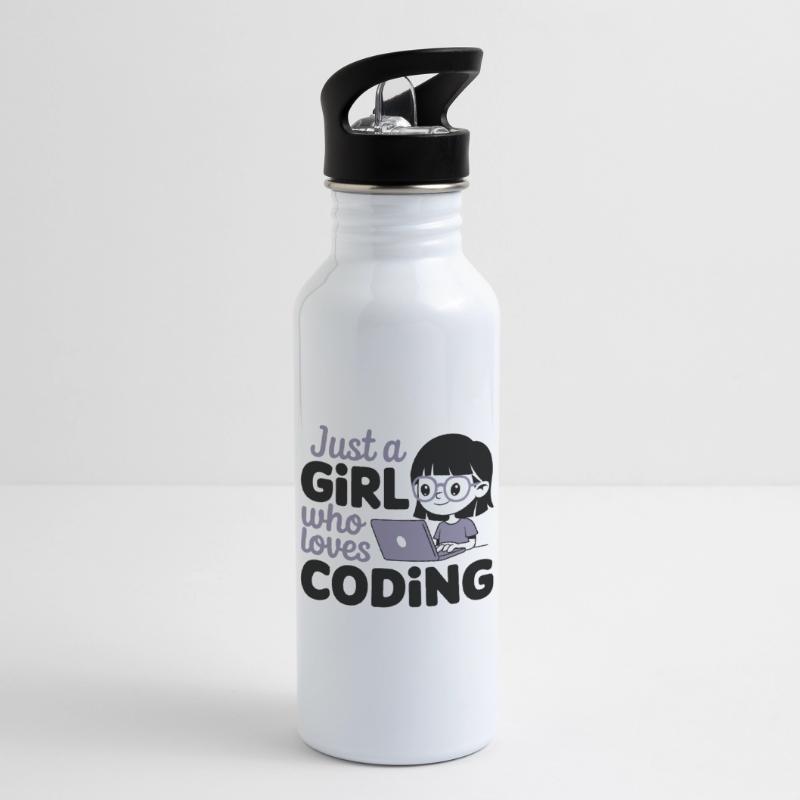 Nur ein Mädchen, das das Programmieren liebt Trinkflasche mit integriertem Trinkhalm