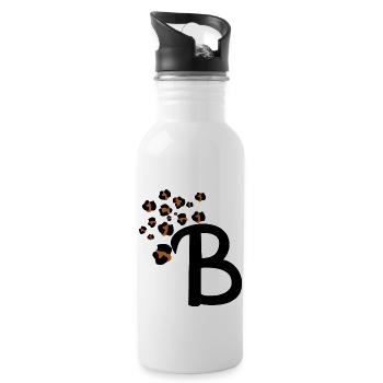 Letter b leopard print - Water bottle with straw - white - Right
