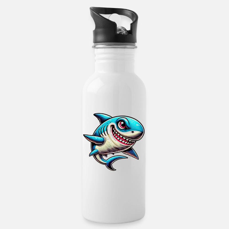 Hai - Trinkflasche mit integriertem Trinkhalm - Weiß