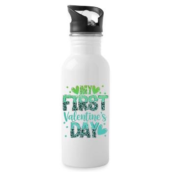 xoxo love you amore Blumen Frauen Valentinstag 14 - Trinkflasche mit integriertem Trinkhalm - Weiß - Rechts