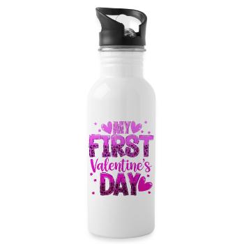 xoxo love you amore Blumen Frauen Valentinstag 14 - Trinkflasche mit integriertem Trinkhalm - Weiß - Rechts