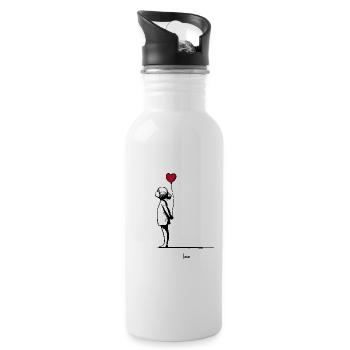 LOVE - Trinkflasche mit integriertem Trinkhalm - Weiß - Rechts