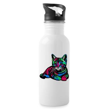 Cat - Water bottle with straw - white - Right