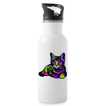 Cat - Water bottle with straw - white - Right
